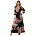 Women's Long Sleeves V-Neck Self Design Jumpsuit |Stylish | Casual