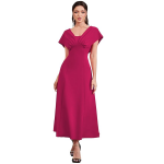 Women's V-Neck Bishop Sleeve Bohemian Patterned Straight Leg Wrap Regular Jumpsuit with Pockets
