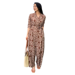 Dress for Women | Long Rayon Dress for Women's | Floral Wide Leg Long Jumpsuit with Pockets |