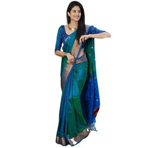 Women's Kanjivaram Woven Soft Silk Saree With Blouse Piece