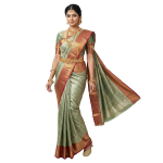 Women’s Green Art Silk Saree Woven with Zari Tissue | Kanjivaram Style Saree | Rich Pallu & Tassels | 6.2 Mtrs