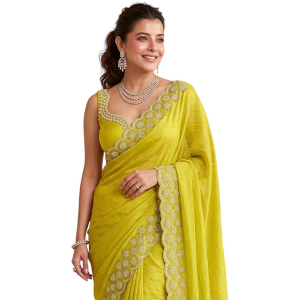Women's Spacec Silk Saree with Zarkhad Diamond Work