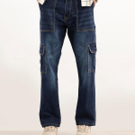 Men's Cotton Stretch Cargo Jeans | Solid | Straight Fit