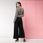 Women’s Polyester Semi-Formal Jumpsuit with Round Neck Half Sleeves Adjustable Waist Tie