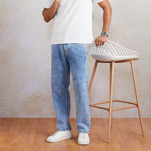 Symbol Men's Baggy Fit Cotton Jeans | Mid Rise | Loose & Relaxed | Oversized Jeans Pant