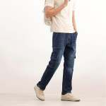 Men's Cotton Stretch Cargo Jeans | Solid | Straight Fit