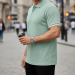 Men’s Premium Jacquard Polo T-Shirt | Short Sleeve Soft Knit Fabric