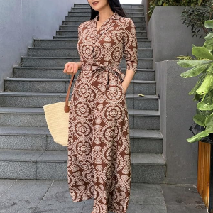 Dress for Women | Long Rayon Dress for Women's | Floral Wide Leg Long Jumpsuit with Pockets |